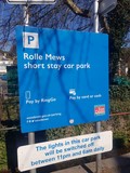 Rolle Mews Car Park sign
